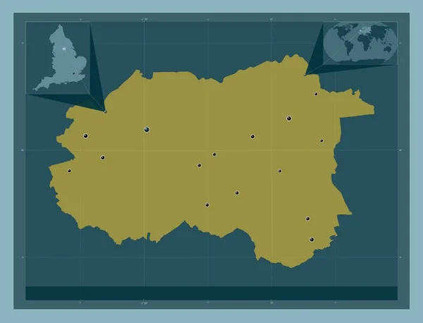 ウェイクフィールド イギリスの統一的権威 イギリス しっかりした色の形 地域の主要都市の場所 コーナー補助位置図 — ストック写真