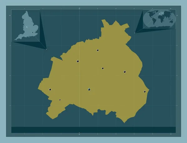 ウォール街 イギリスのユニタリな権威 イギリス しっかりした色の形 地域の主要都市の場所 コーナー補助位置図 — ストック写真