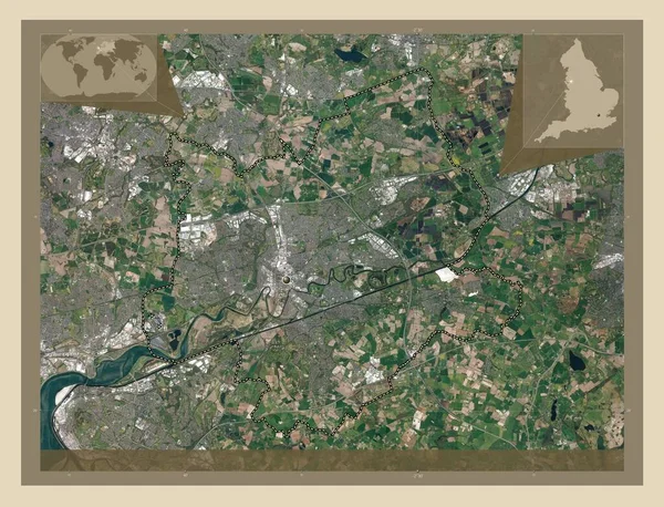 Warrington Enhetlig Auktoritet England Storbritannien Högupplöst Satellitkarta Hjälpkartor För Hörnen — Stockfoto