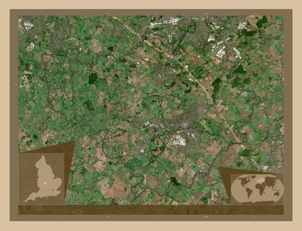 Warwick Nicht Metropolregion Von England Großbritannien Satellitenkarte Mit Niedriger Auflösung — Stockfoto