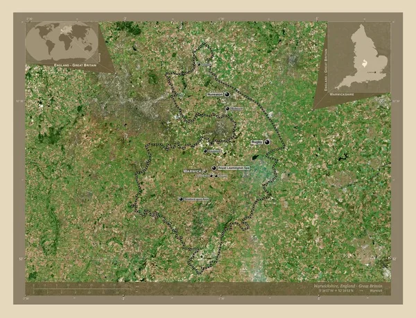 Warwickshire Διοικητική Περιφέρεια Αγγλίας Μεγάλης Βρετανίας Υψηλής Ανάλυσης Δορυφορικός Χάρτης — Φωτογραφία Αρχείου