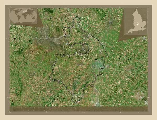 Warwickshire Condado Administrativo Inglaterra Gran Bretaña Mapa Satelital Alta Resolución — Foto de Stock