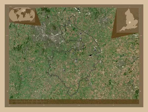 Warwickshire Condado Administrativo Inglaterra Gran Bretaña Mapa Satelital Baja Resolución —  Fotos de Stock