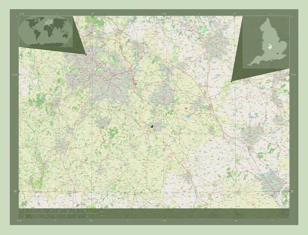 Warwickshire Condado Administrativo Inglaterra Grã Bretanha Abrir Mapa Rua Mapa — Fotografia de Stock