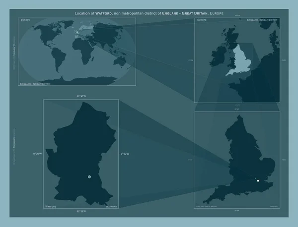 Watford Englands Icke Storstadsdistrikt Storbritannien Diagram Som Visar Regionens Läge — Stockfoto