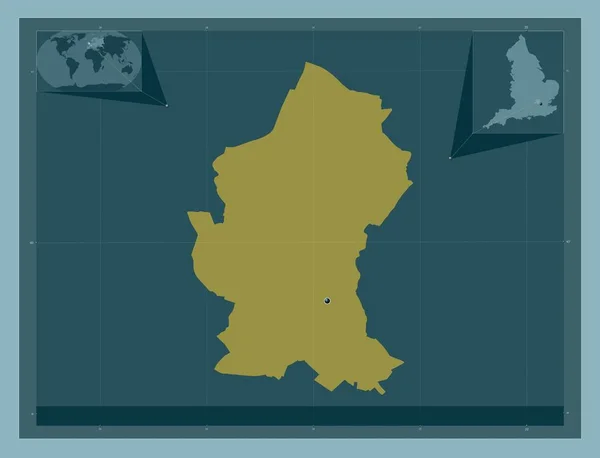 沃特福德 英格兰的非大都市地区 大不列颠 固体的颜色形状 该区域主要城市的所在地点 角辅助位置图 — 图库照片