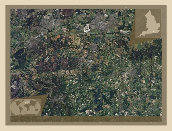 瓦弗利 英格兰非大都市地区 大不列颠 高分辨率卫星地图 角辅助位置图 — 图库照片