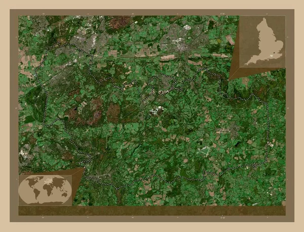 瓦弗利 英格兰非大都市地区 大不列颠 低分辨率卫星地图 角辅助位置图 — 图库照片