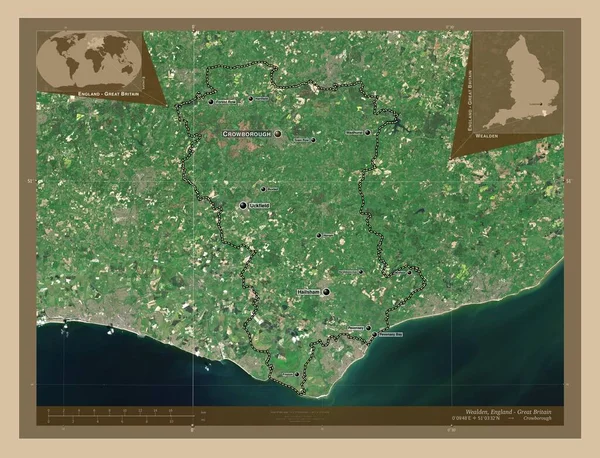 Wealden Distretto Non Metropolitano Dell Inghilterra Gran Bretagna Mappa Satellitare — Foto Stock