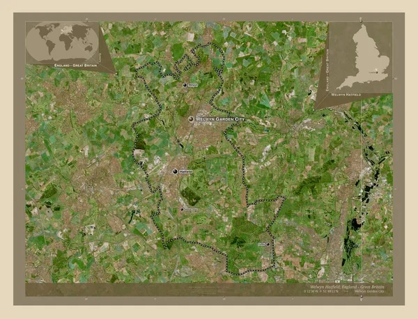 Welwyn Hatfield Distretto Non Metropolitano Dell Inghilterra Gran Bretagna Mappa — Foto Stock