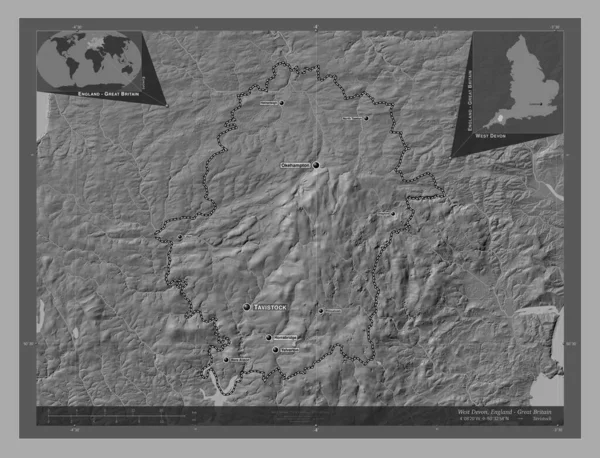 Δυτικό Ντέβον Μητροπολιτική Περιφέρεια Αγγλίας Μεγάλης Βρετανίας Bilevel Υψομετρικός Χάρτης — Φωτογραφία Αρχείου
