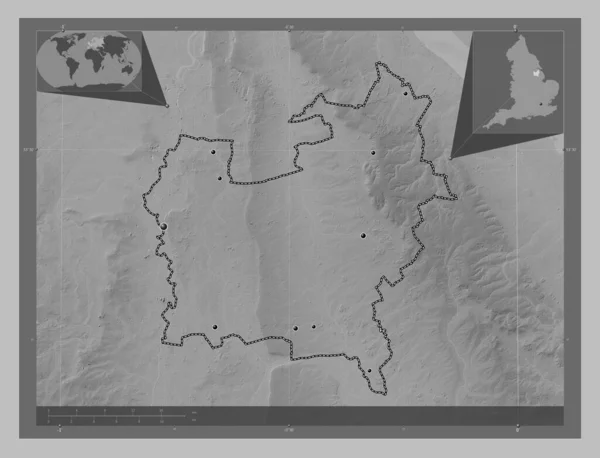 West Lindsey Englands Icke Storstadsdistrikt Storbritannien Grayscale Höjdkarta Med Sjöar — Stockfoto