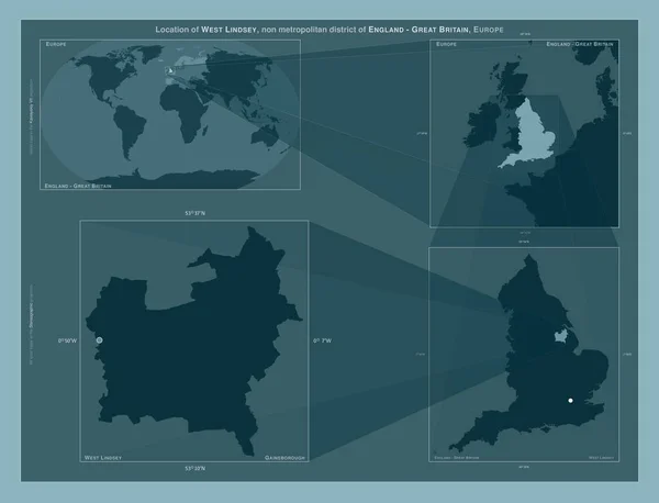 Вест Линдси Неметаморфозный Район Англии Великобритания Диаграмма Показывающая Расположение Региона — стоковое фото