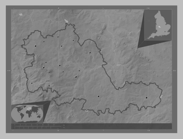 Єднана Влада Західного Мідленду Англія Велика Британія Граймасштабна Мапа Висот — стокове фото