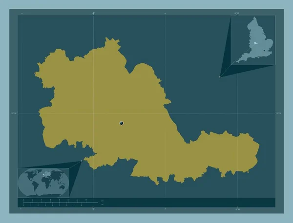 ウェスト ミッドランズ コンバインド オーソリティ 英語版 イギリスの領域 しっかりした色の形 コーナー補助位置図 — ストック写真