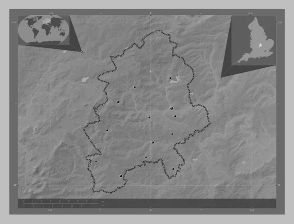 Западный Нортгемптоншир Унитарный Орган Англии Великобритании Карта Высот Оттенках Серого — стоковое фото