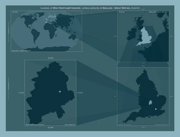 West Northamptonshire Autoridade Unitária Inglaterra Grã Bretanha Diagrama Mostrando Localização — Fotografia de Stock