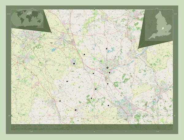 West Northamptonshire Autorità Unitaria Dell Inghilterra Gran Bretagna Mappa Stradale — Foto Stock