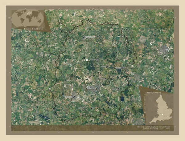 West Oxfordshire Niemetropolitalna Dzielnica Anglii Wielka Brytania Mapa Satelity Wysokiej — Zdjęcie stockowe