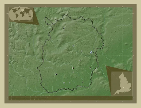 West Oxfordshire Μητροπολιτική Περιφέρεια Αγγλίας Μεγάλης Βρετανίας Υψόμετρο Χάρτη Χρωματισμένο — Φωτογραφία Αρχείου
