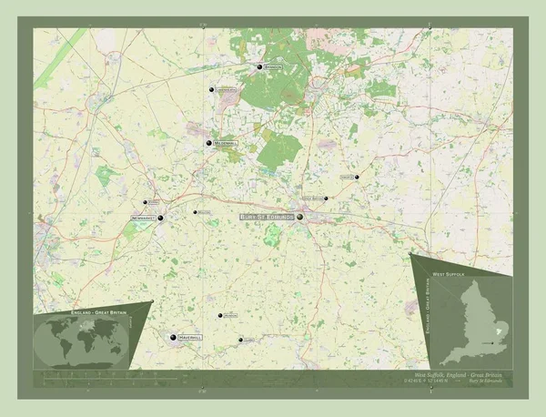 West Suffolk Distrito Metropolitano Inglaterra Gran Bretaña Open Street Map —  Fotos de Stock