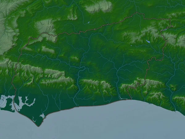 Stock image West Sussex, administrative county of England - Great Britain. Colored elevation map with lakes and rivers