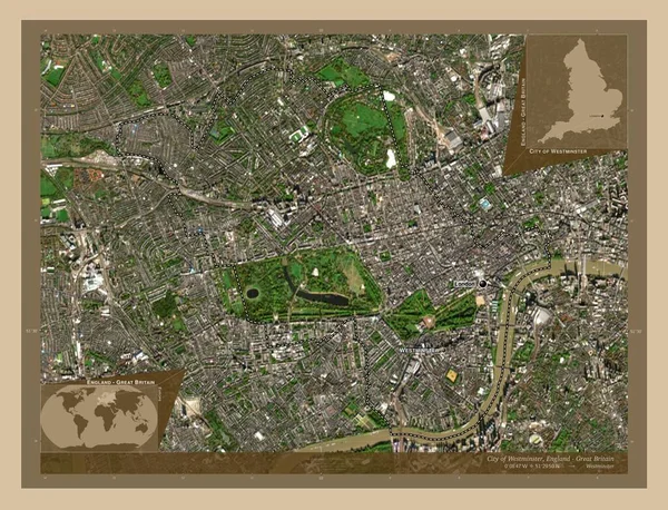 Città Westminster Distretto Londinese Inghilterra Gran Bretagna Mappa Satellitare Bassa — Foto Stock