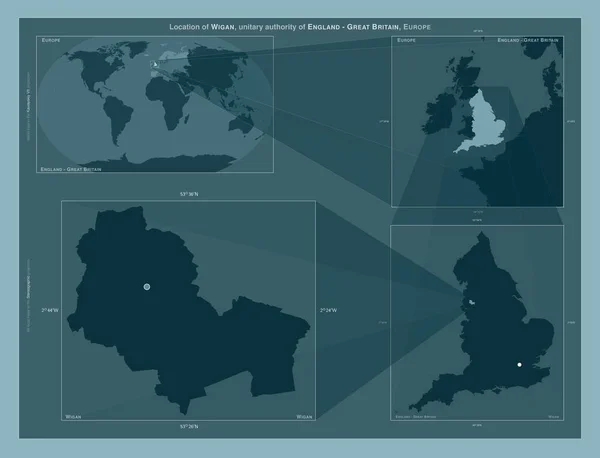Уиган Унитарная Власть Англии Великобритания Диаграмма Показывающая Расположение Региона Крупных — стоковое фото