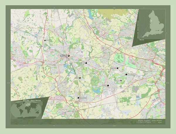 Wigan Autoridad Unitaria Inglaterra Gran Bretaña Open Street Map Ubicaciones —  Fotos de Stock