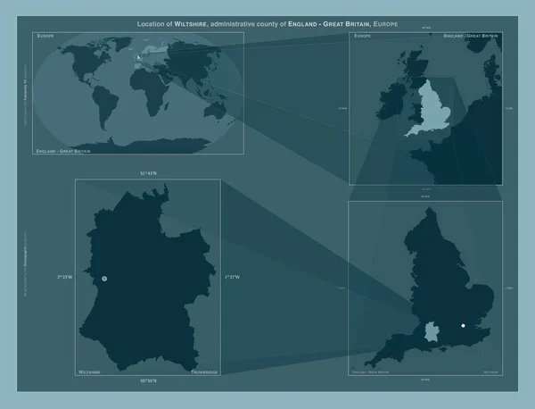 Wiltshire Englands Administrativa Län Storbritannien Diagram Som Visar Regionens Läge — Stockfoto