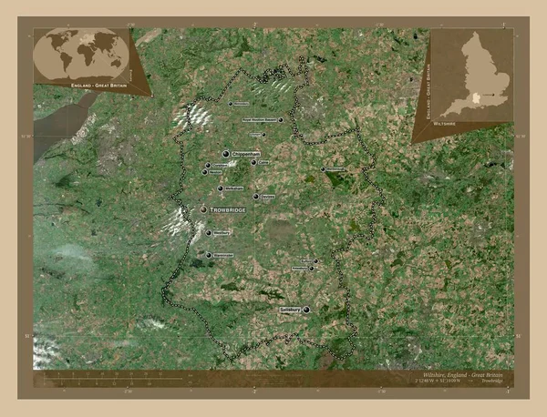 Wiltshire Condado Administrativo Inglaterra Gran Bretaña Mapa Satelital Baja Resolución — Foto de Stock