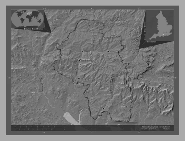 Винчестер Неметаллический Район Англии Великобритания Карта Рельефа Билевела Озерами Реками — стоковое фото