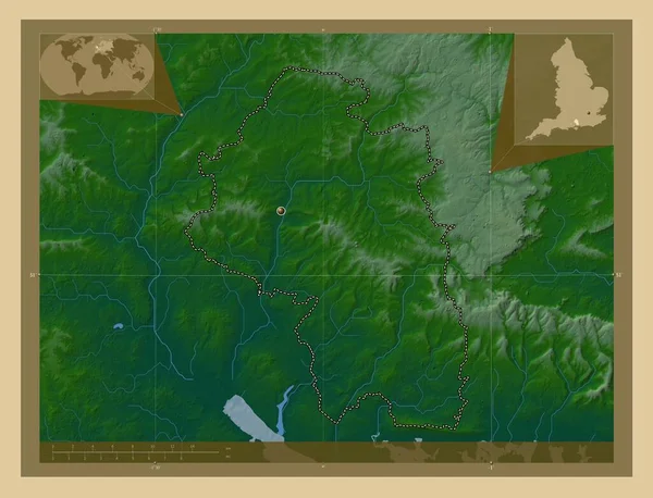 Винчестер Неметаллический Район Англии Великобритания Цветная Карта Высоты Озерами Реками — стоковое фото