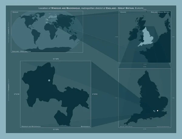 Виндзор Мейденхед Район Англии Великобритания Диаграмма Показывающая Расположение Региона Крупных — стоковое фото