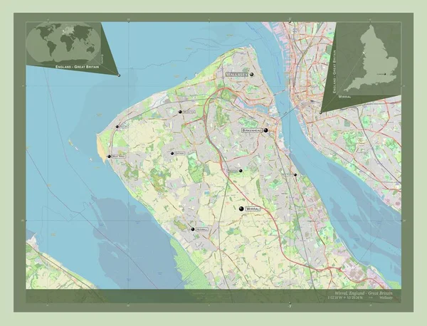 Wirral Distretto Metropolitano Dell Inghilterra Gran Bretagna Mappa Stradale Aperta — Foto Stock