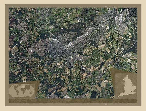 Woking Niet Grootstedelijk District Van Engeland Groot Brittannië Satellietkaart Met — Stockfoto