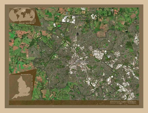Wolverhampton Jednotná Autorita Anglie Velká Británie Satelitní Mapa Nízkým Rozlišením — Stock fotografie