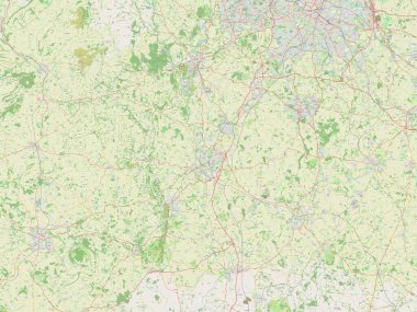 Worcestershire, İngiltere idari kontluğu - Büyük Britanya. Açık Sokak Haritası
