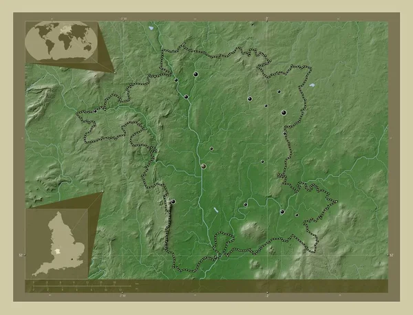Вустершир Административное Графство Англия Великобритания Карта Высоты Окрашенная Вики Стиле — стоковое фото