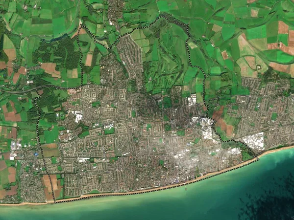Worthing, non metropolitan district of England - Great Britain. Low resolution satellite map