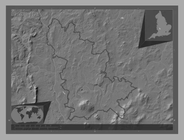 Wychavon Μητροπολιτική Περιφέρεια Αγγλίας Μεγάλης Βρετανίας Bilevel Υψομετρικός Χάρτης Λίμνες — Φωτογραφία Αρχείου