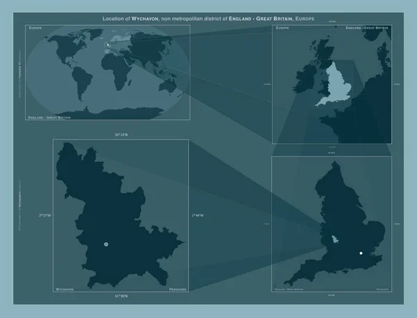 Wychavon Englands Icke Storstadsdistrikt Storbritannien Diagram Som Visar Regionens Läge — Stockfoto