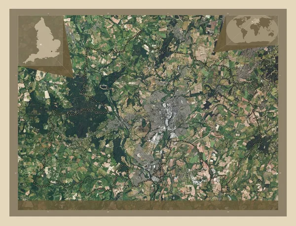 怀尔森林 英格兰的非都市地区 大不列颠 高分辨率卫星地图 角辅助位置图 — 图库照片