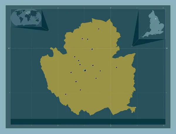 ヨーク イギリスの統一当局 イギリス しっかりした色の形 地域の主要都市の場所 コーナー補助位置図 — ストック写真