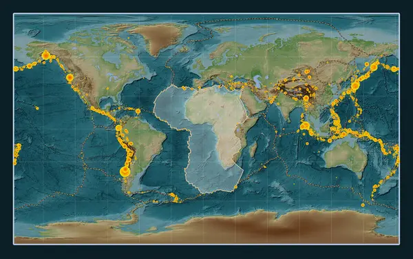 Plaque Tectonique Africaine Sur Carte Élévation Style Wiki Dans Projection — Photo