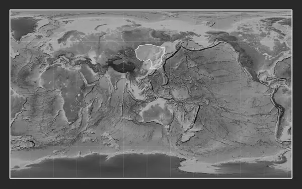 Amur Tektonický Štítek Výškové Mapě Stupních Šedi Projekci Compact Miller — Stock fotografie
