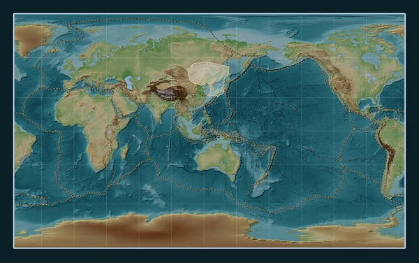 Compact Miller Projeksiyonunun Meridyenik Merkezli Viki Stil Yükseltme Haritasında Amur — Stok fotoğraf