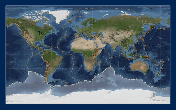 Płyta Tektoniczna Antarktydy Mapie Satelitarnej Blue Marble Projekcji Compact Miller — Zdjęcie stockowe