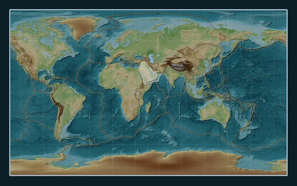 컴팩트 프로젝션에서 스타일의 지도에 아라비아 지각판은 Meridionally 중심으로 접시의 — 스톡 사진