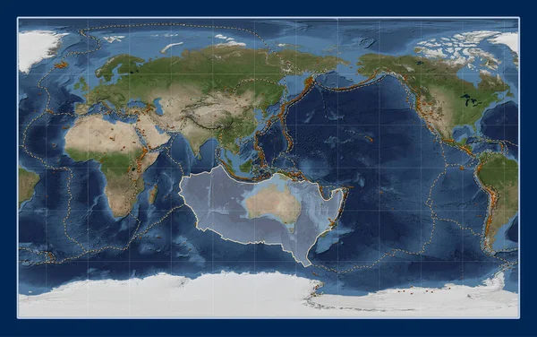 Australische Tektonische Plaat Blue Marble Satelliet Kaart Compact Miller Projectie — Stockfoto